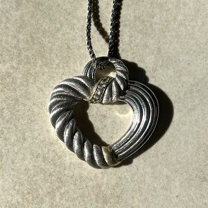 Judith Ripka sterling silver heart pendant with CZ diamonds